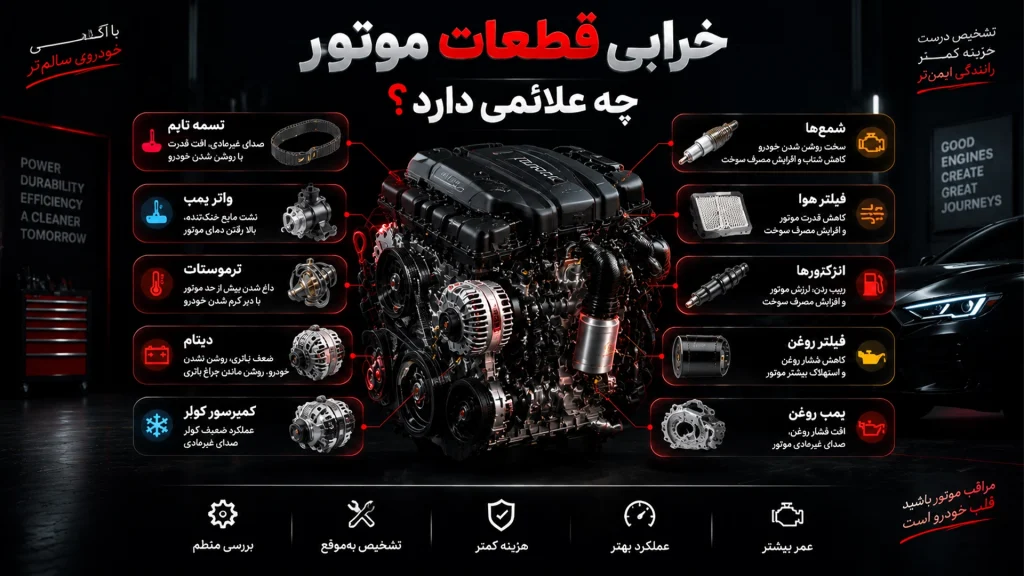 خرابی قطعات موتور چه علائمی دارد؟